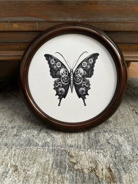 Stunning Mechanical Butterfly Steampunk-Style Framed Art